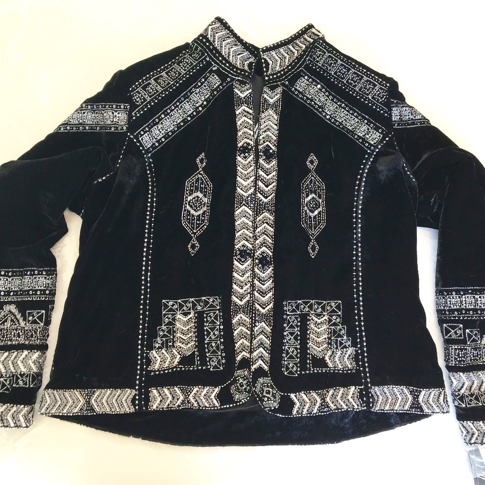 NWT Peter Nygard Iconic Collection Handcrafted Black & Silver Missy’s Jacket - Picture 1 of 16